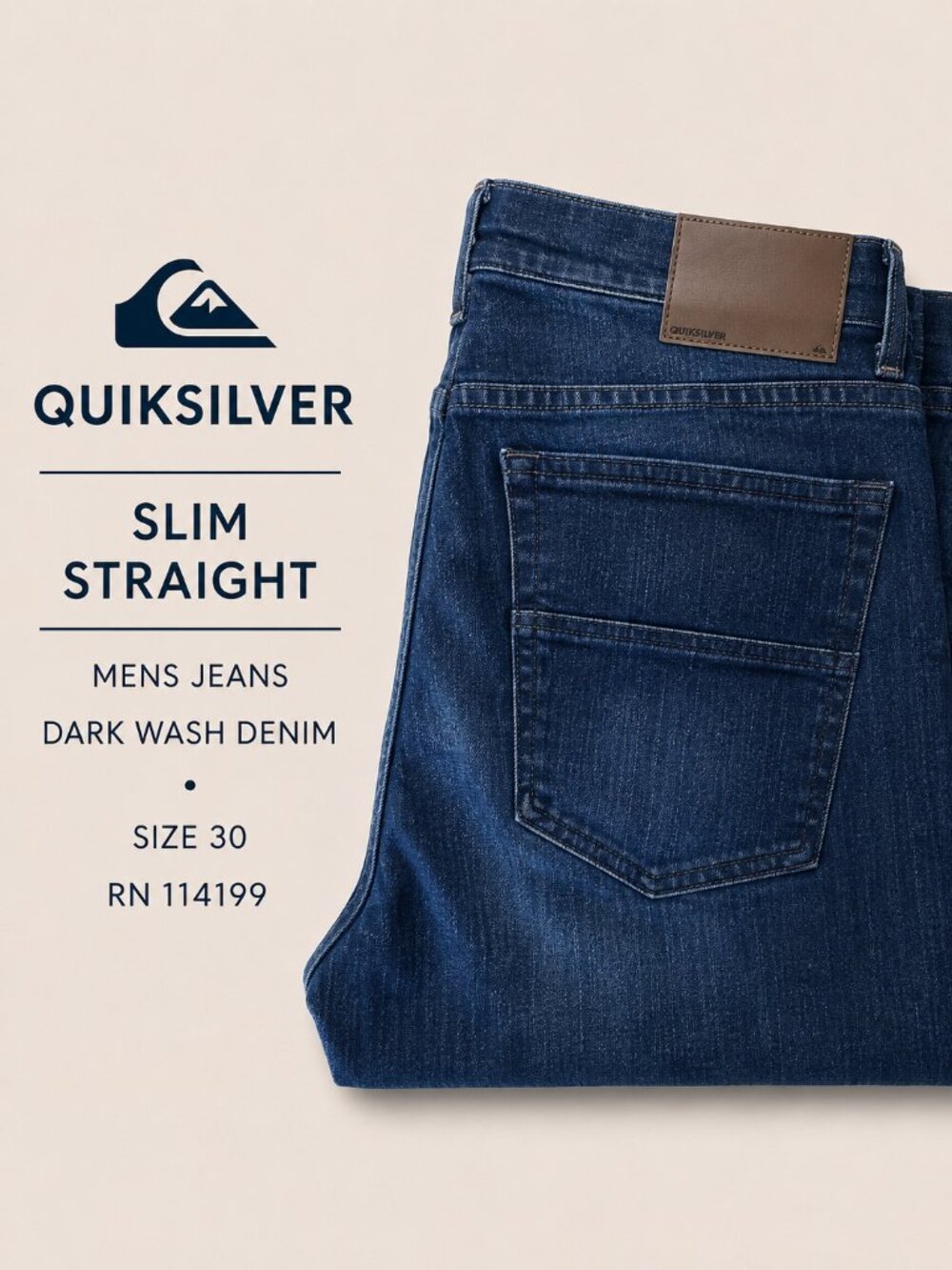 Quiksilver Slim Straight Jeans Men’s 30 Dark Wash Denim RN 114199